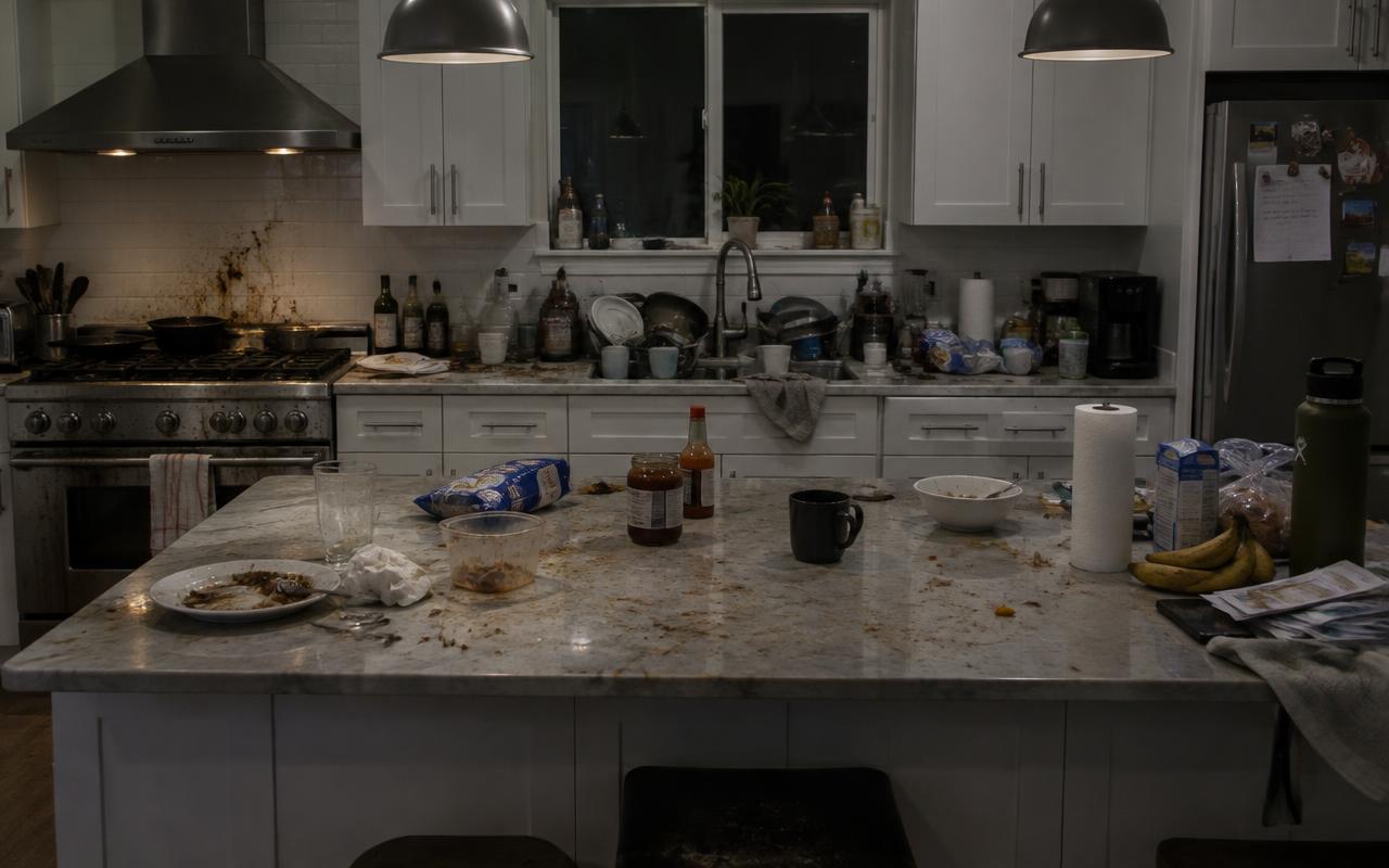 Kitchen before cleaning
